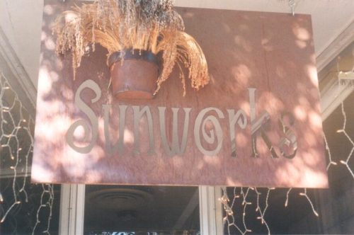 The Second Store - A custom built natural looking sign welcomes it's visitors.
