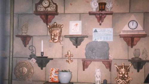 A wall display of product.